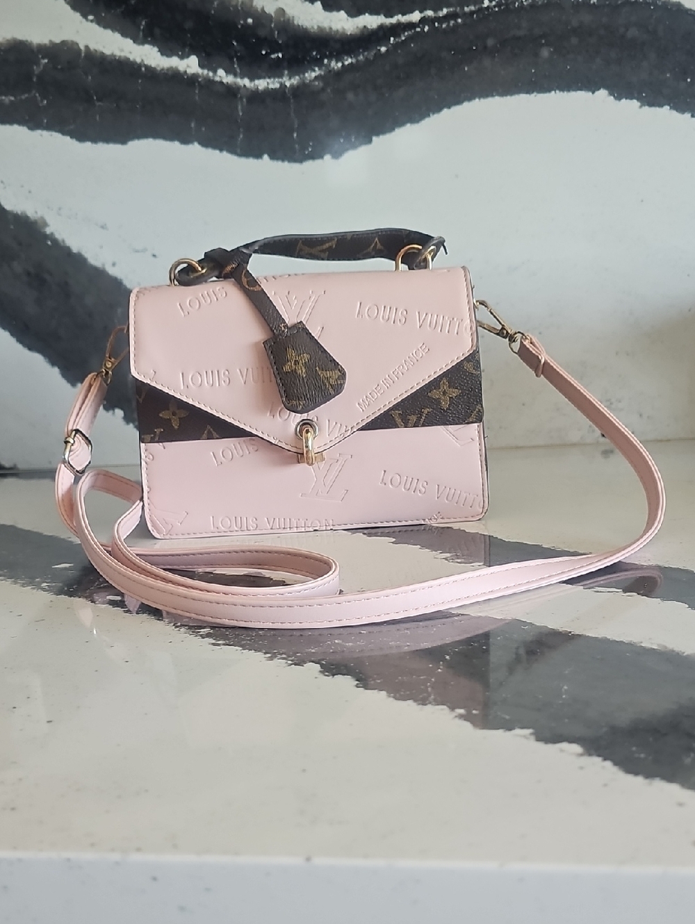 Luxury inspired Pink and Brown Monogram Crossbody Bag
